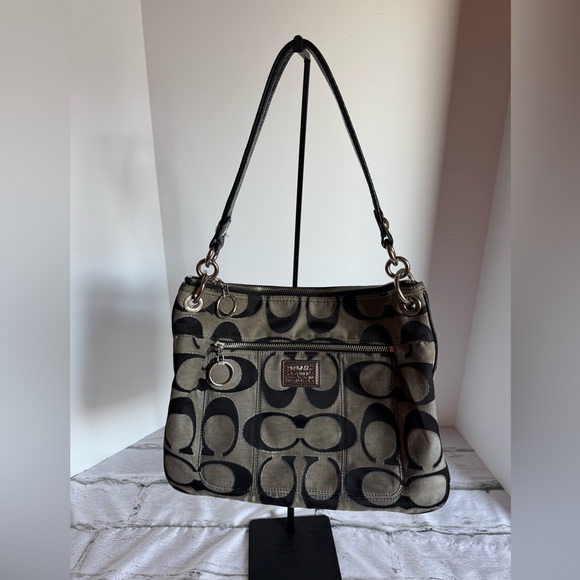 Coach Handbags - Authentic Coach Black and Brown Signature Shoulder Bag